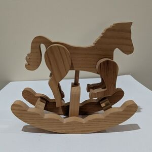 Vintage Wooden Rocking Horse Toy/Display 12" H
